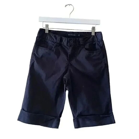 Calvin Klein Jeans Short Bermuda Shorts Rolling Cuffs Pockets Cotton SZ 2 # 1368 - Picture 1 of 10